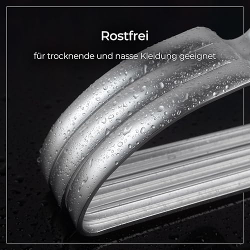Parusia Kleiderbügel Silber, 42cm breit, 1cm stark, Kleiderbügel Metall rostfrei, formstabil, zur platzsparenden Kleideraufbewahrung & Organisation von Kleiderschrank, Kleiderständer (20)