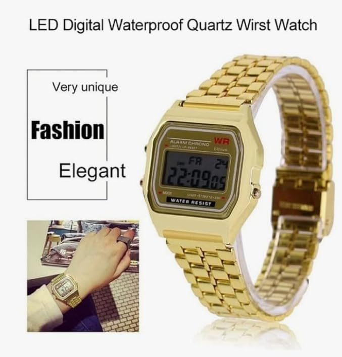 Image of AROA Premium Brand Vintage Series Digital Sports Square 4 Colours Dial LED Unisex Stainless Steel Strap Watch for Men's Watch for Women's Multicolor