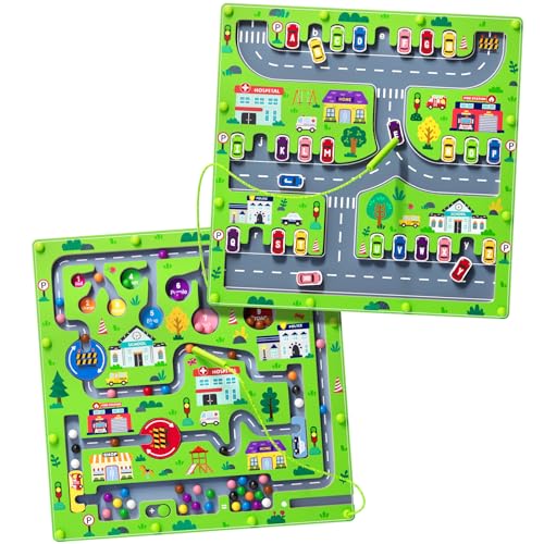 Giocattolo educativo: la tavola magnetica da labirinto a doppia faccia allena la coordinazione occhio-mano e le capacità motorie dei bambini. I giocattoli Montessori promuovono il pensiero e le capacità di risoluzione dei problemi dei bambini.