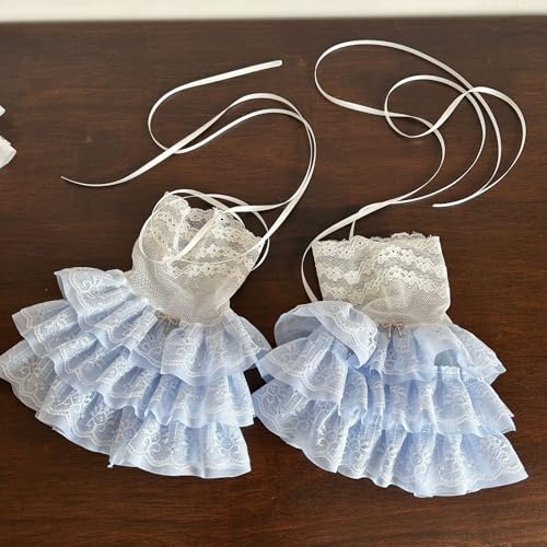 heyheyshine Gothic Lolita Mesh Lace Gloves Women Y2K Puffy Arm Sleeves Bow Knot Leg Ruffled Socks Party Prom Wrist Cuff2