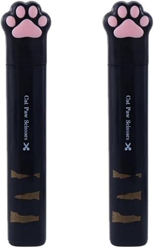 Tijeras de pata de gato negro, 2 unidades, tijeras plegables de bolsillo, pequeñas plegables de seguridad multifuncional, cortadores de mano kawaii,