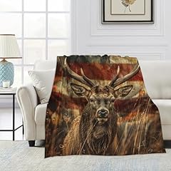 Vintage Deer on American Flag