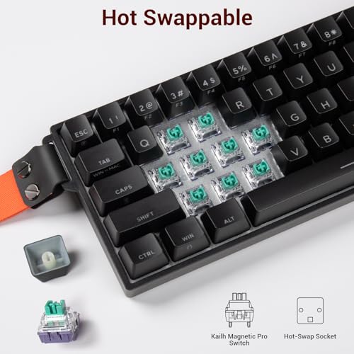 Image of Hexgears HK-K22 65% Gaming Keyboard Wired,Hall Effect Magnetic Switch Keyboard with Adjustable Actuation,Fast Trigger Mode,8KHz Polling Rate,0.125ms Latency,Shinethrough PBT Keycaps, RGB Backlit-Black