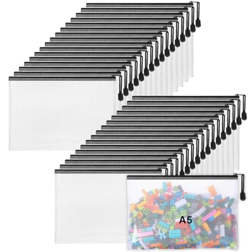 jetec 32 pcs mesh zipper bags toy storage bikini organizer bag bolsas para guardar trajes de bao waterproof zipper reusable pouch puzzle multipurpose for storage officeblack9 x 7 inch
