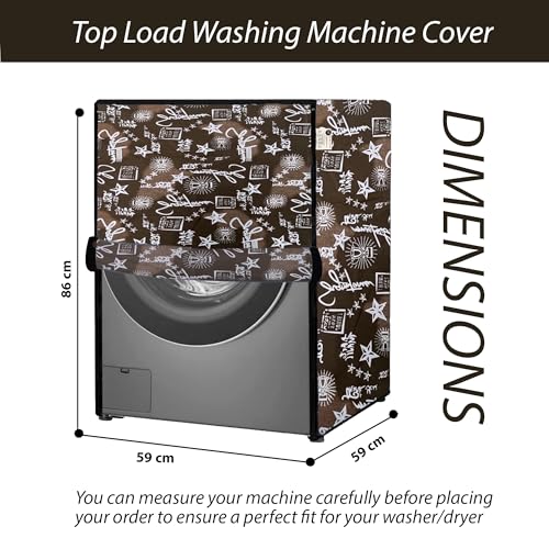 Image of Waterproof & Dustproof Top Front Load Washing Machine Cover for 6 kg 6.5 kg 7kg & 7.5 kg Compatible for IFB LG Samsung Whirlpool Bosch Haier (SIGNATURE COFFEE)