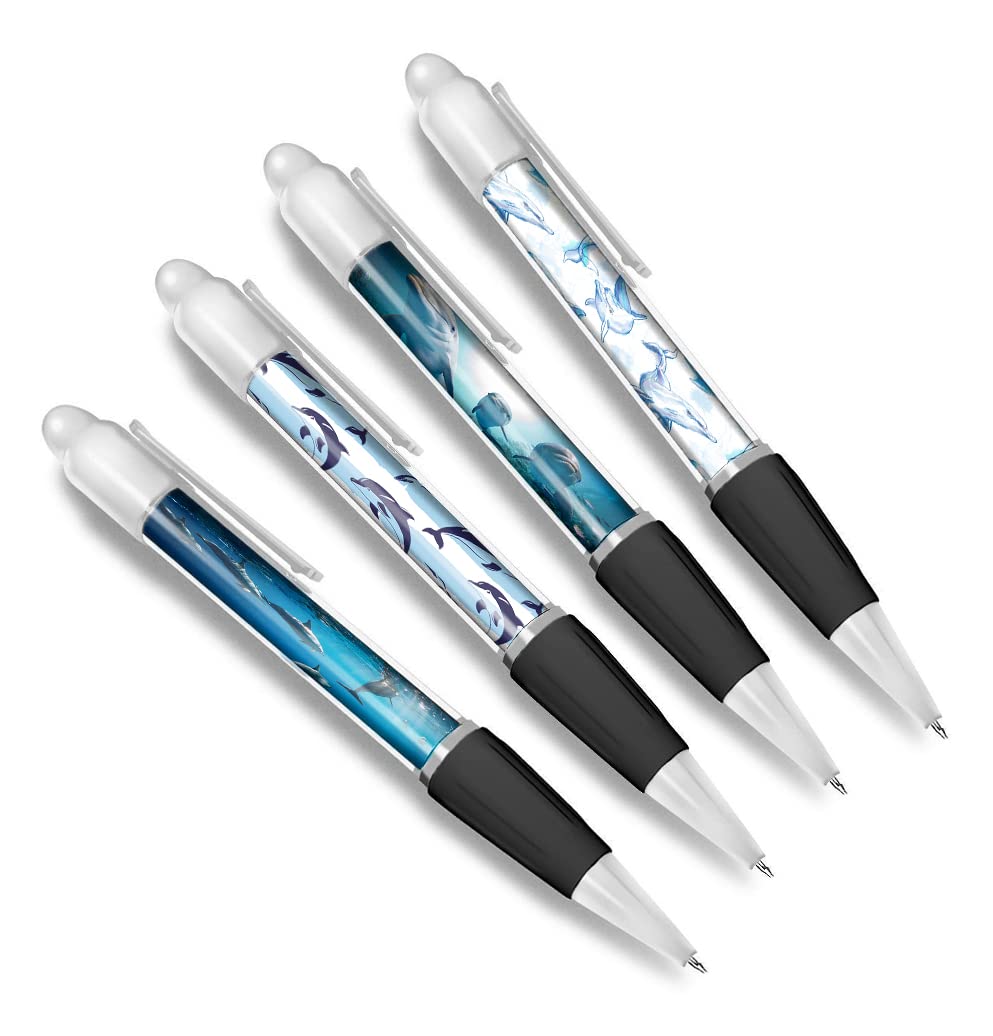 DV DESIGN Set of 4 Dolphin White Ballpoint Pens
