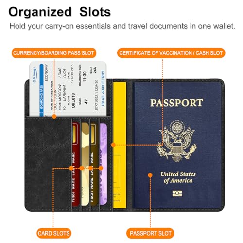 Image of FINTIE Passport Holder, Slim Travel Wallet RFID Blocking Card Case Cover Passport Cover Protector Essentials with Credit Card Slots for Women /Men | Slim