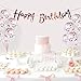 Rose Gold Shiny Happy Birthday Banner, Pre-Strung Elegant Handwriting Letter, Mirror Glitter Alphabet Happy Birthday Sign, Bunting Banner, Birthday Party Decorations Supplies for Girls and Mom
