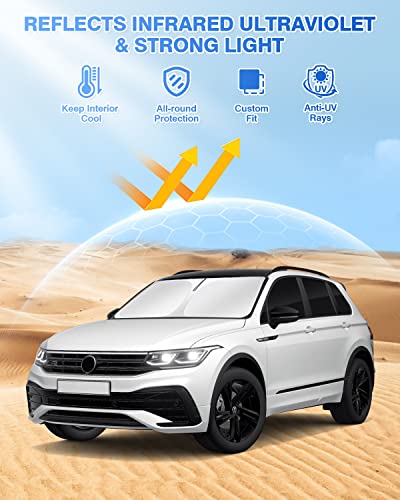 Image of Canvcle Windshield Sun Shade for 2018-2023 Volkswagen VW Tiguan Side Rear Window Shade Cover Sun Visor Shield Privacy Protection Keep Vehicle Cool Black 8PCS