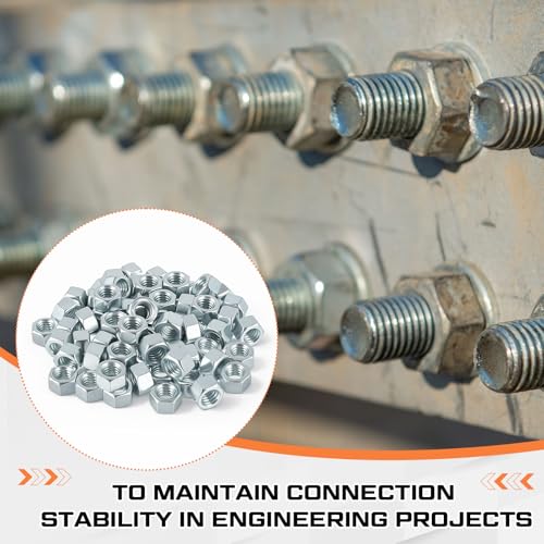 Image of Yaocom 200 Pack 3 /8 inch-16 Zinc Hex Nuts Electro Galvanized Finish Bright Silver UNC Coarse Thread Hex Nuts Bulk Compatible with Bolts and Threaded Rods of The Same Specification