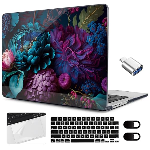 Image of MEEgoodo Case for M5 MacBook Pro 16 inch Case 2026 2024 2023 2021 with M5 M4 M3 M2 M1 Pro /Max Chip, Fit Model A3429 /A3428 /A3403 /A3186 /A2991 /A2780 /A2485, Beautiful Fantasy Flower