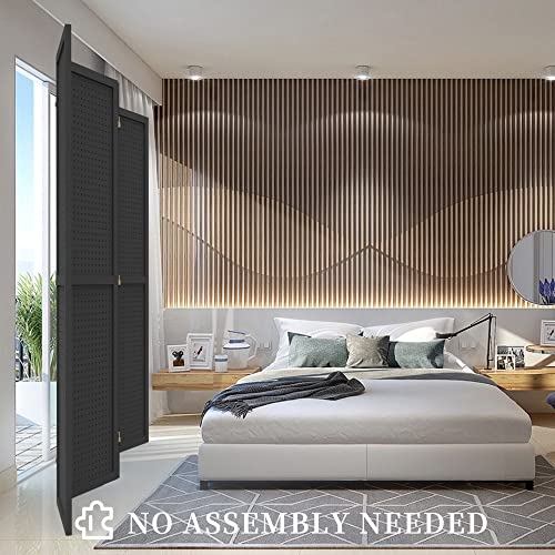 Duraspace 4 Panel Room Divider 5.6 Ft Pegboard Display Folding Wood Privacy Screen Pegboard Stand Organizer For Jewelry, Craft, Cloth, Art Display (Black) #TOP5