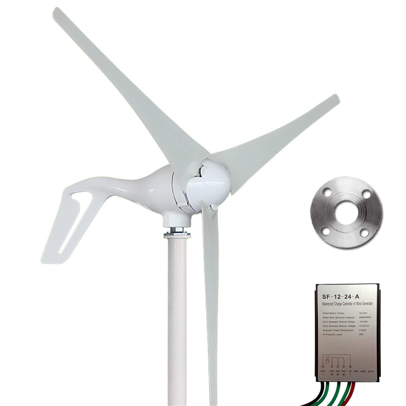 Vertical Wind Turbine 400W 12V/24V Wind Generator 3/5 Blades Optional Permanent Magnet Turbine Kits(Oranje,24)