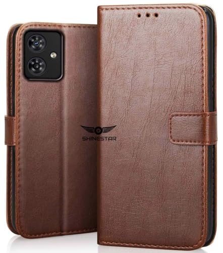 Image of SHINESTAR Moto G54 5G / G64 5G Flip Back Cover | PU Leather Flip Cover Wallet Case with TPU Silicone Case Back Cover for Motorola Moto G54 5G / G64 5G - Classic Brown