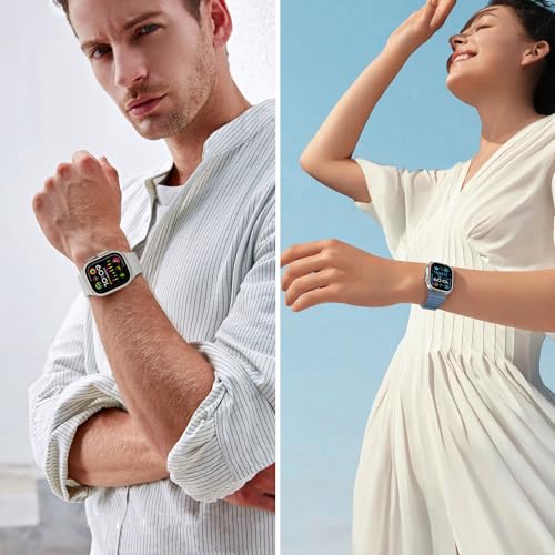 Bracelet Apple Watch magnétique double face silicone réversible gris bleu