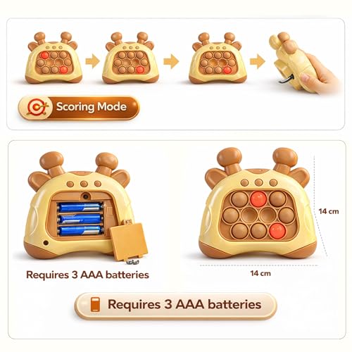Image of MABLE Pop it Pro Game Electronic Speed Push Button Fidget Toy with Lights & Music, Interactive Stress Relief Game for Kids & Adults, Brain Training Handheld Toy (Assorted Colours)
