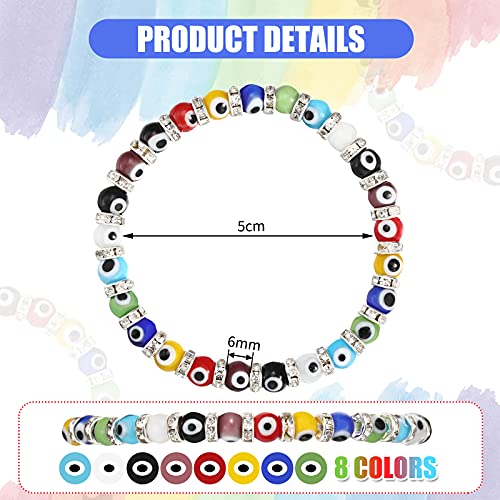 Hicarer 6 Pieces Evil Eye Bracelet Bracelets Turkish Glass Bead Jewelry Protection Amulet Lucky for Women Men3