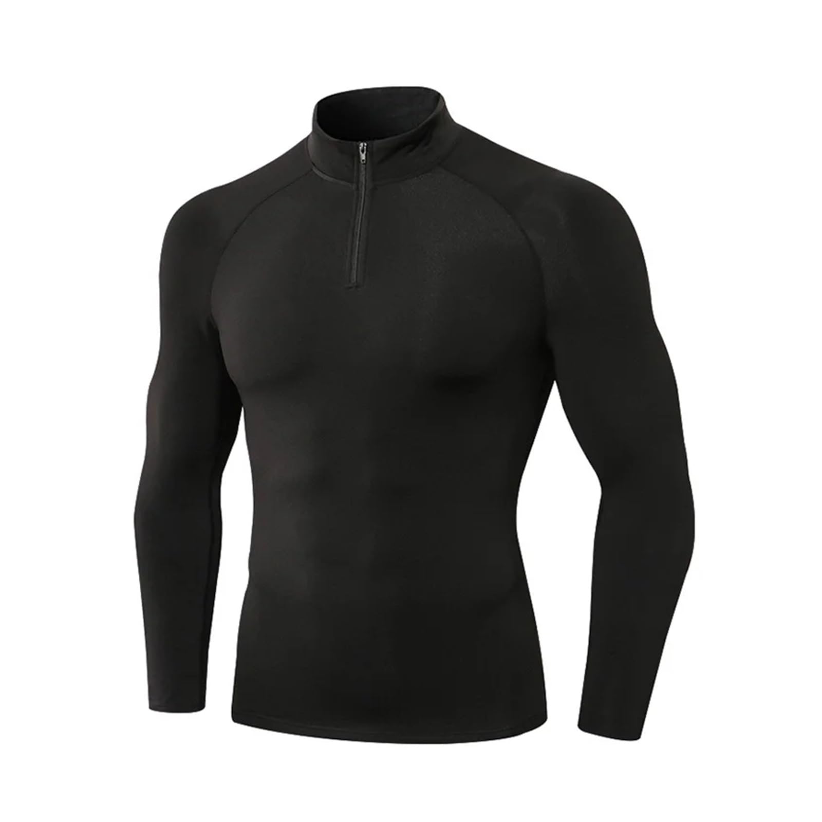 T Shirt Manche Longue Homme Chemise de Compression for Hommes, T-Shirt à Manches Longues, vêtements de Gymnastique, serré, Fitness, séchage Rapide, Musculation Musculaire, Automne(Black,L)