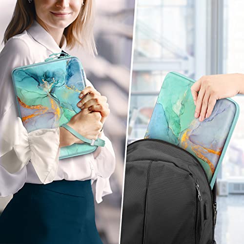 Image of FINPAC Hard Laptop Sleeve Case for 13 inch MacBook Air M3 M2 M1 2024, 14 inch MacBook Pro M4 /M3 /M2 /M1 A2918 A2992 A2779 A2442, Waterproof Case for Dell, Surface Laptop, HP, Acer, Emerald Marble