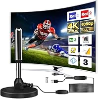 Antenna Tv Interna Amplificata Potente, 2025 Nuova Antenna Tv Interna, 500 Chilometri Di Ricezione A Lungo Raggio Con 360 Gradi Di Spazio Morto