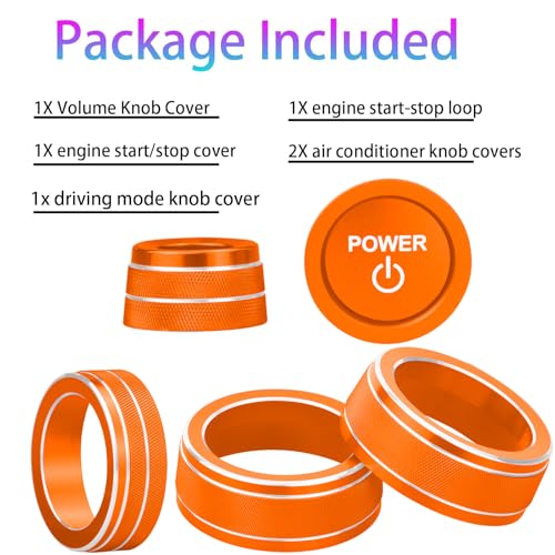 Image of for Toyota RAV4 /RAV4 Hybrid 2023 2024 2025 air Conditioning knob Cover, Start Button Cover Decorative Ring, Volume, Aluminum Alloy Decoration (RAV4 Hybrid, Orange)