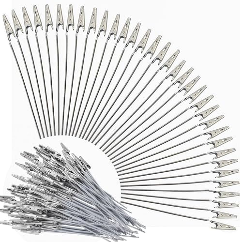 AVERZELLA 100 Pcs Metal Wire Alligator Clamps Bulk, Long Tailed Alligator Clips for Crafts with Pole 6 Inch, Small Metal Wire Clips Photo Clips for Pictures DIY Card Clip Holder (Silver)
