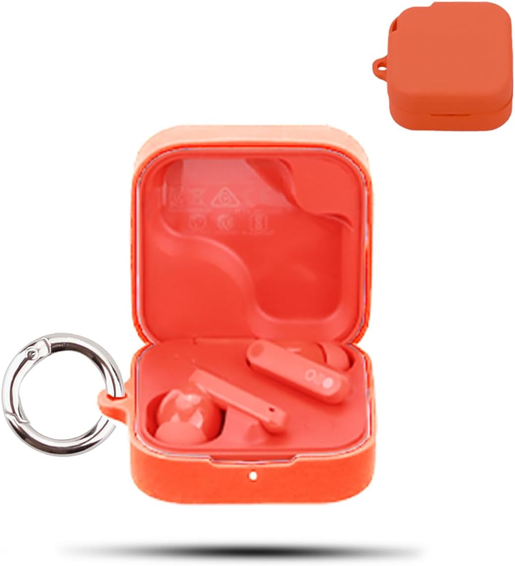 For CMF by Nothing Buds Pro 2 Wireless Headphones daunke Soft Silicone Protective Case Skin-Friendly Case with Carabiner Full Protection Red