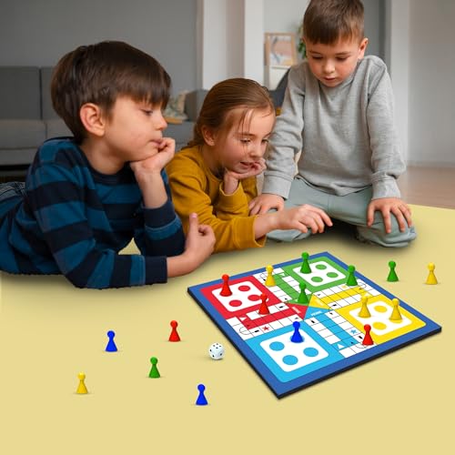 Image of Ludo Game for Kids | 2-in-1 Magentic Snakes & Ladders and Ludo Board | 14 inchx14 inch Foldable Big Family Game for Kids & Adults | Travel-Friendly Dice Board Game