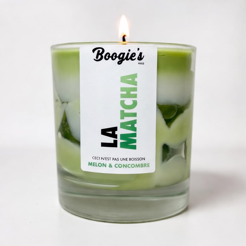 La Matcha Design Scented Candle – Decorative Candle Inspired by Matcha Latte – Soy Plant Wax and Mineral Gel 100% French – Made in France – Original Gift Idea