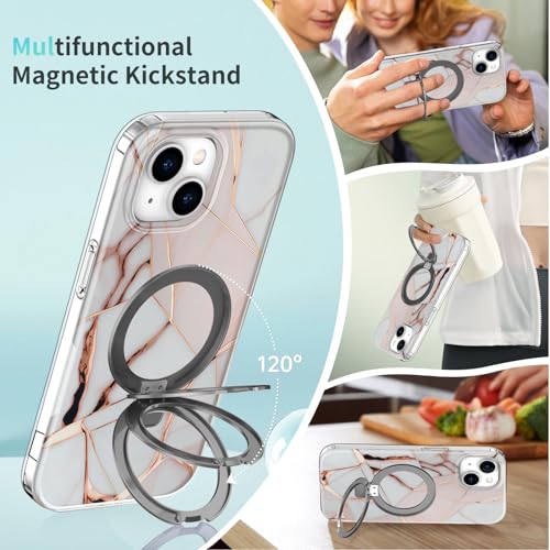 Coque iPhone 15 Plus marbre doré avec support pour éviter les chutes - 2