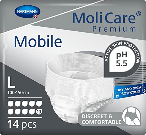 MoliCare Mobile: Pañales para Adultos con Incontinencia Severa, Ropa Interior Absorbente para Hombres y Mujeres, 10 gotas, talla L, 14 unidades