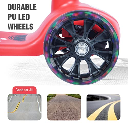 Image of R For Rabbit Road Runner Lite Skate Scooter for Kids of Age 3 to 14 Years Age,Kids Scooter with 3 Adjustable Height, Foldable, LED PU Wheels & Weight Capacity 50 kgs Kick Scooter with Brakes(Red)