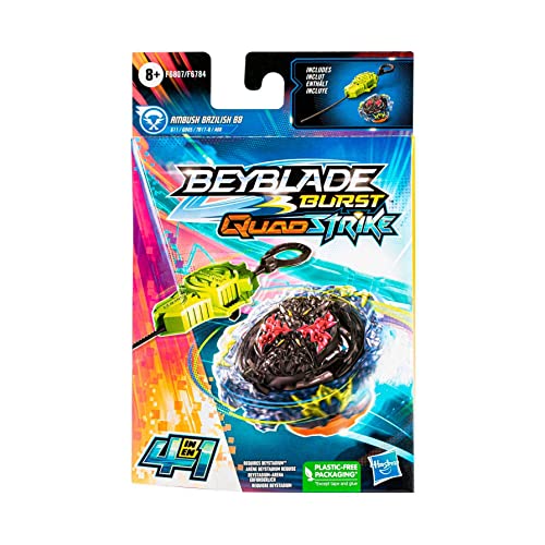 Hasbro Beyblade - Beyblade Burst QuadStrike - Kit Inicial con Top Ambush Bazilisk B8 - Juego de Batalla con Lanzador, Plástico, Multicolor, a partir de 8 años