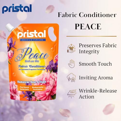 Image of Pristal Peace 1l Fabric Conditioner | 3D Long-Lasting Fragrance | Softens & Freshens Clothes | Reduces Wrinkles & Static | Eco friendly | Singapore Formulated