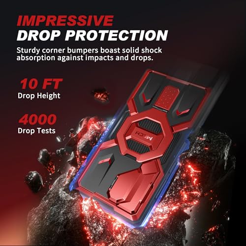 Image of TONGATE Magnetic for Samsung Galaxy S25 Ultra Case with Privacy Screen Protector, [Compatible with MagSafe][Camera Protective Cover][Military-Grade Protection] Ring Stand Phone Case S25 Ultra, Red