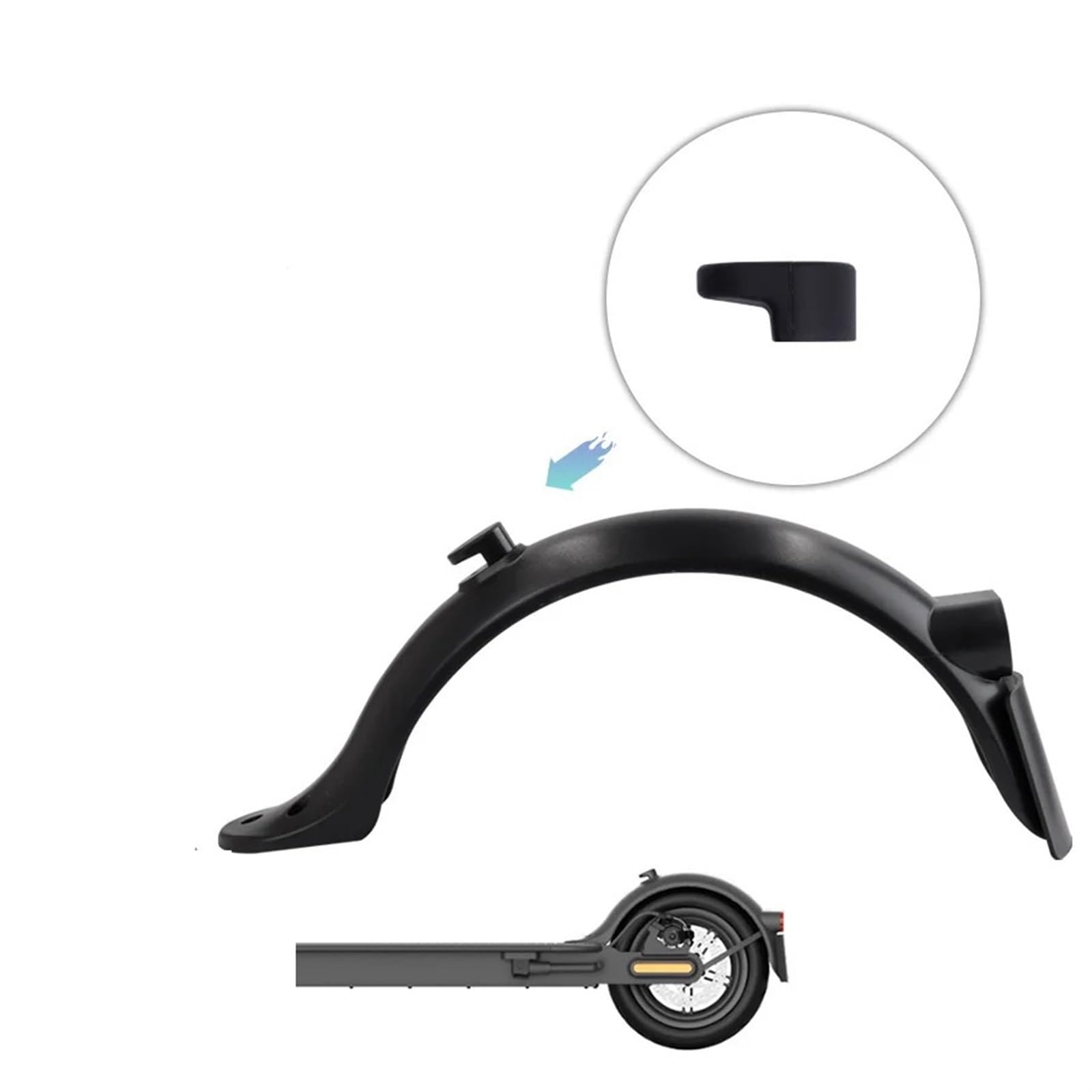 Guardabarros Trasero Mejorado Compatible For Xiaomi M365 Pro2 Scooter Eléctrico Luz Trasera Neumático Trasero Splash Guardabarros Kit De Soporte(Black Sets)