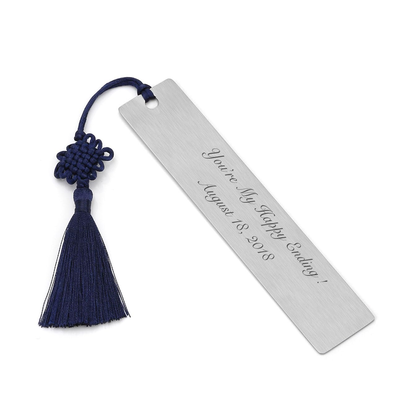 PiercingJak Personalized Custom Name Stainless Steel Bookmarks Dog Tag with Tassel Page Holder Book Paper Marker Stationery Gift for Reader Book Lover Student Teacher Friends Librarian