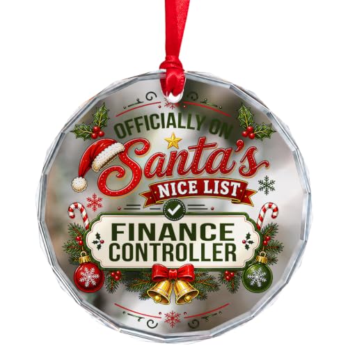 Santa's Nice List Finance Controller Christmas Glass Circle Ornament