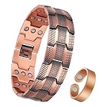 Jecanori Copper Bracelet for Men, 3X Ultra Strength Magnetic Bracelet for Men 57 Magnets (3500 Gauss) with Adjust Tool and Jewelry Gift Box Included,RedCopper