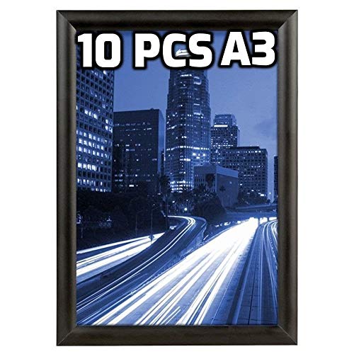 Displaysign Lot de 10 Cadres SNAP A3 d'affichage Photo Pliables clipser clic clac en Aluminium Noir