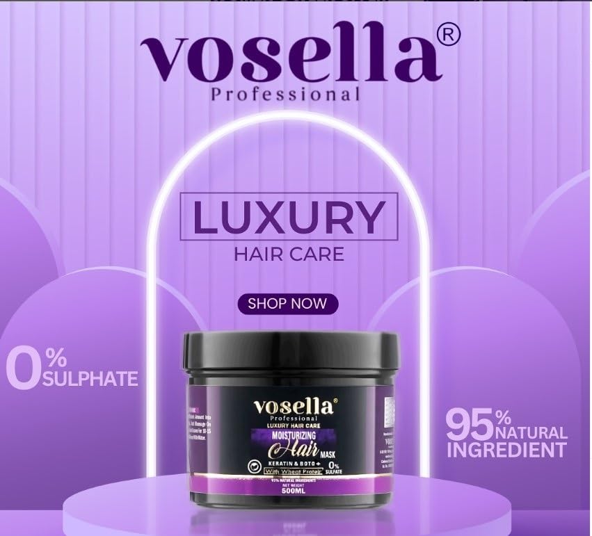 Image of Vosela Professional Keratin & Boto+ Moisturizing Shampoo 500ml Mask 500ml with wheat protein
