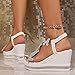Women's High Heel Wedge Sandals Platform Fashionable Butterfly Decoration Rhinestones Butterfly Vacation Wedding Shoes Beach Slides (White,10)