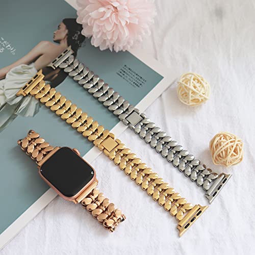 Kolgios 38/40/41Mm Gold Charms Women Smartwatch Bands Compatible For Apple Watch Series 8/7/Se/6/5/4 Metal Stylish Adjustable Replacement Strap For Iwatch 8 Gift For Her #TOP4