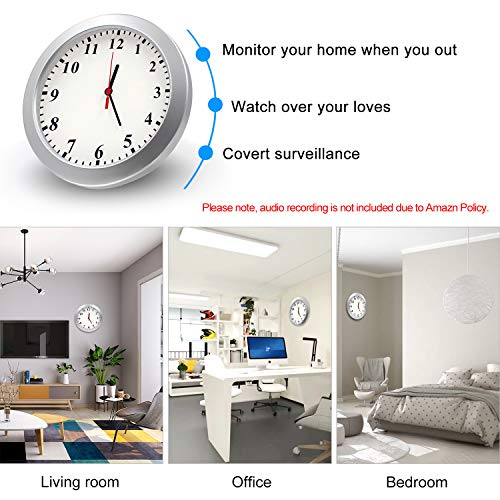KAMRE 1080P WiFi Hidden Camera Wall Clock Spy Camera, Nanny Camera for Home Security with Motion Detection, No Night Vision - Thumbnail 2
