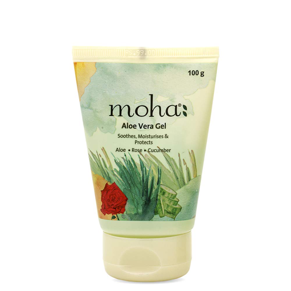 moha: Aloe Vera Gel Enriched With Rose & Cucumber For Face & Skin | Pure & Natural Face Gel For Prevent Pimples & Acne, Helps in Healing of Skin Cracks and Rashes. (100 Gram)