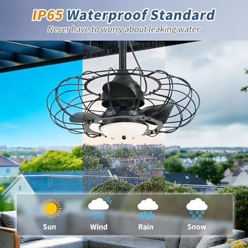 AHAWILL Outdoor Ceiling Fan with Light,20in Gazebo Fan with Remote and APP, 6 Speed,Dimmab - image 5