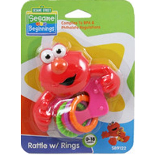 Image of Sesame Street Elmo Rattle with Rings, BPA Free