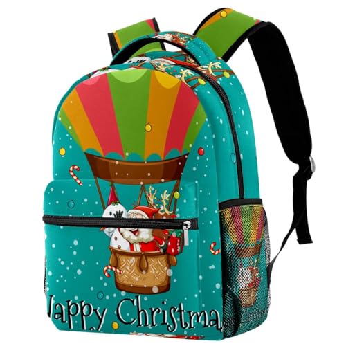 Sac à dos d'école multicolore Père Noël et bonhomme de neige 29.4x20x40cm pour adolescents