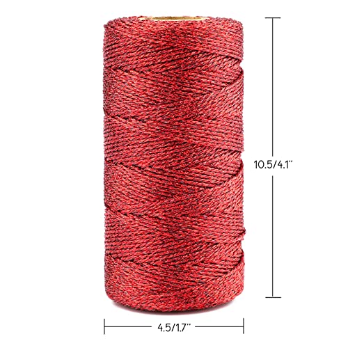 Cuerda metálica decorativa para panaderos y decoración navideña de paquetes de regalo, rojo 3