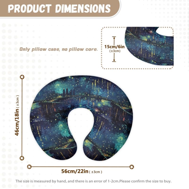 Miniatura 4 de Funda de almohada de lactancia de noche estrellada con pintura al óleo, transpirable, funda de almohada de lactancia materna con galaxia degradada